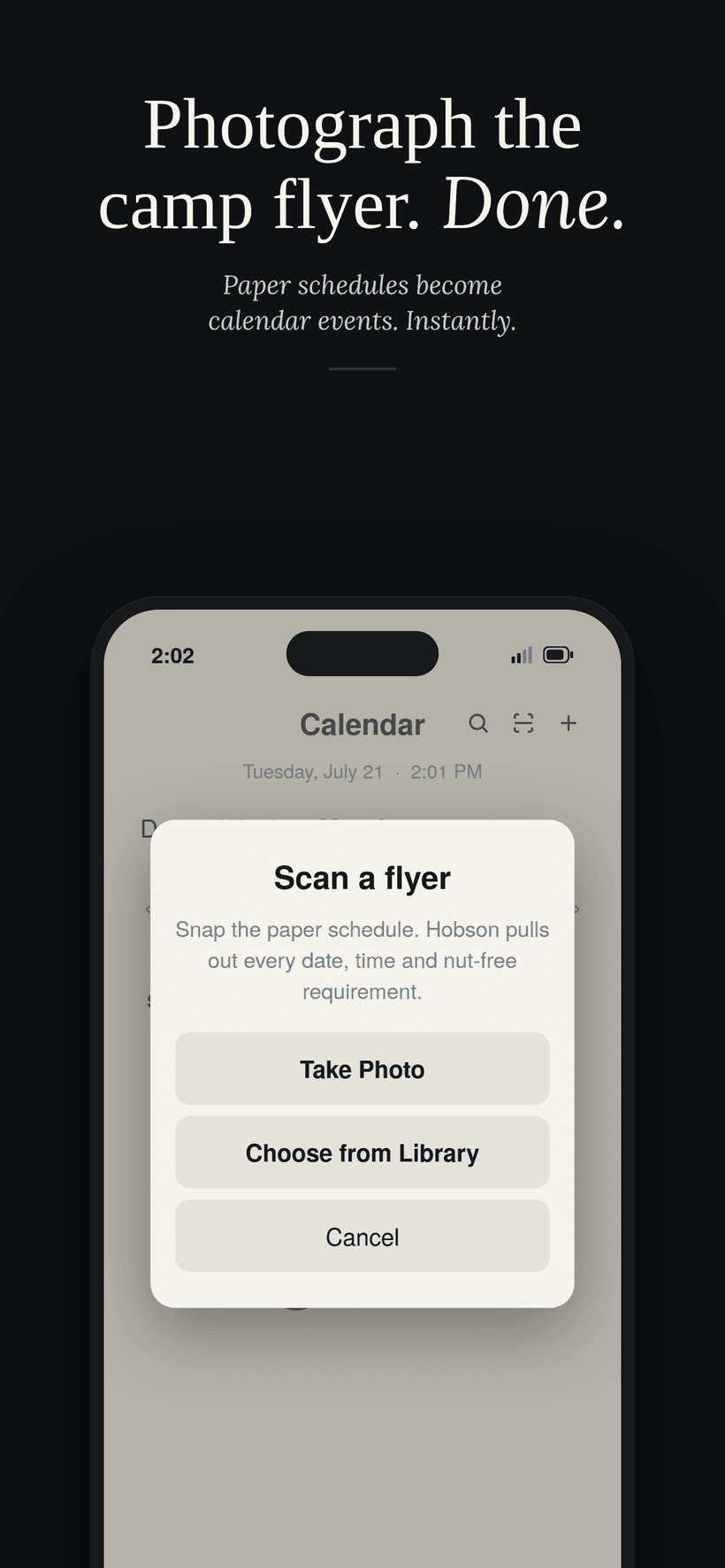 Photograph a paper flyer and it becomes calendar events