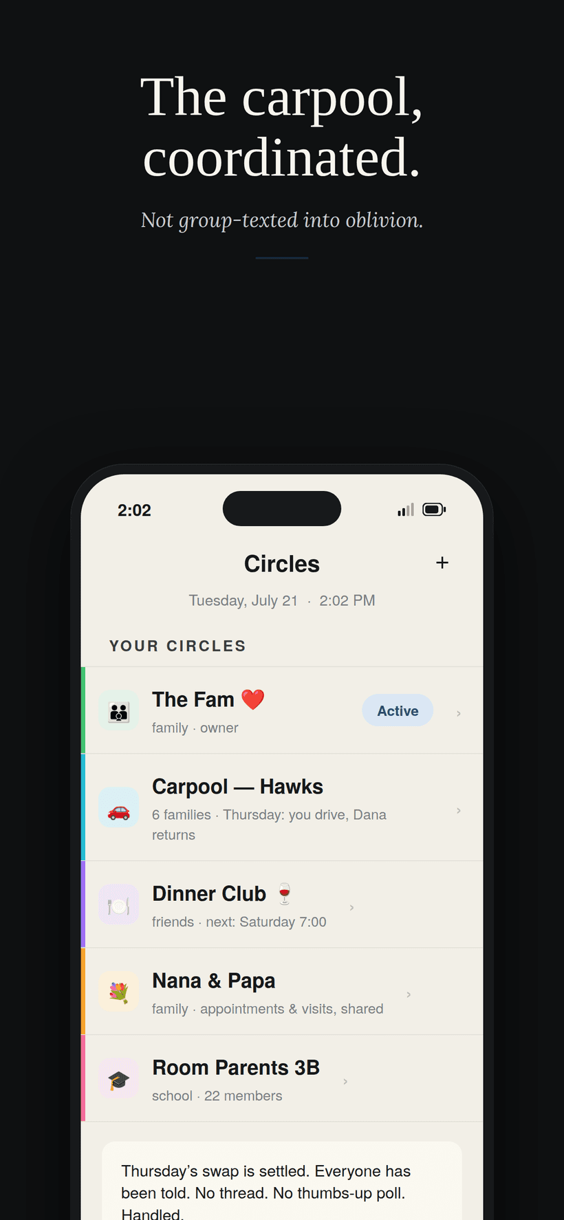 The carpool, coordinated without the group text